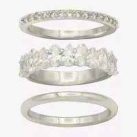 Sparkle Allure Womens 8MM Cubic Zirconia Pure Silver Over Brass Marquise Eternity Band