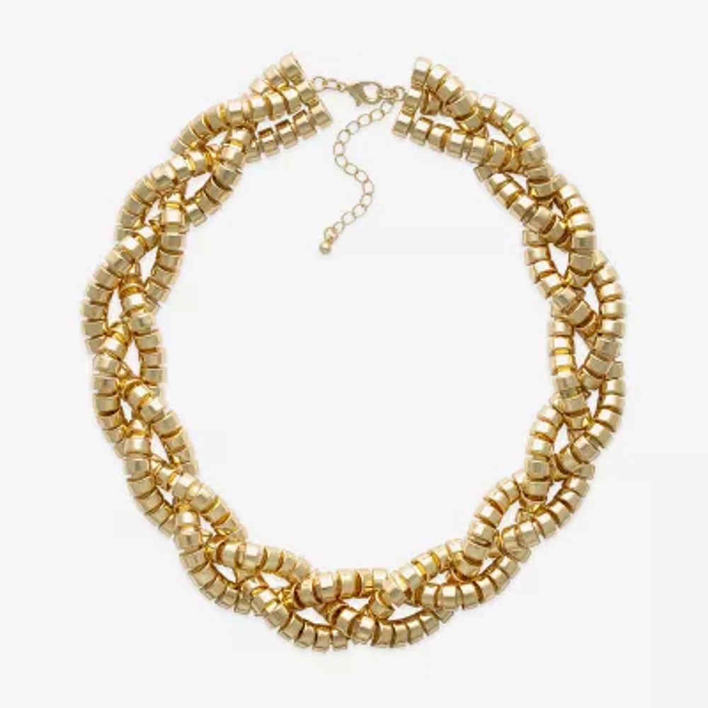 Bold Elements Gold Tone 18 Inch Bead Collar Necklace