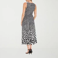 London Times Womens Sleeveless Dots Maxi Dress