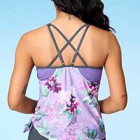 Free Country Stretch Fabric Floral Tankini Swimsuit Top