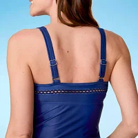 Free Country Stretch Fabric Floral Tankini Swimsuit Top