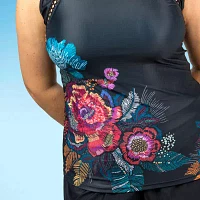 Free Country Floral Tankini Swimsuit Top Plus