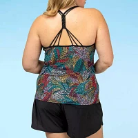 Free Country Floral Tankini Swimsuit Top Plus