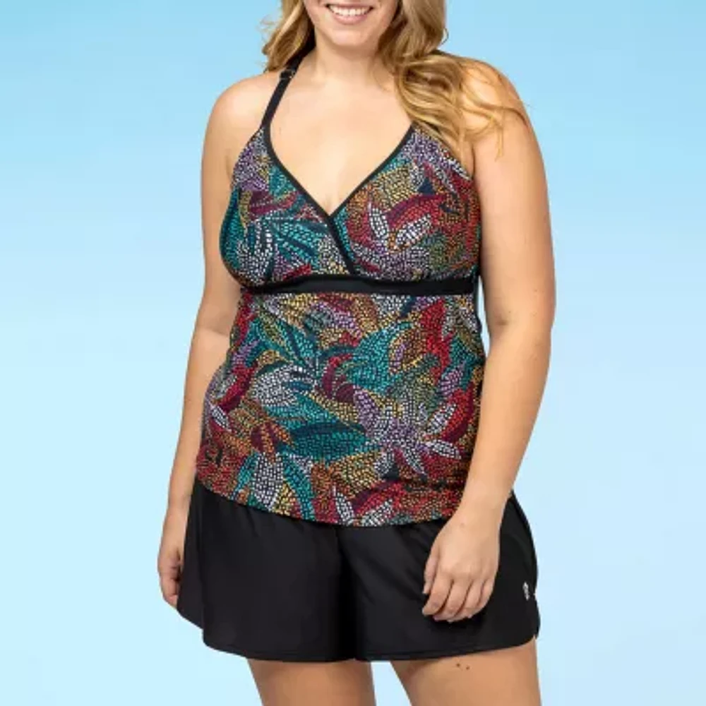 Free Country Floral Tankini Swimsuit Top Plus