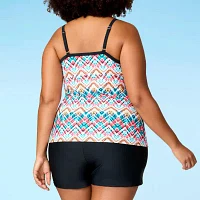 Free Country Stretch Fabric Abstract Tankini Swimsuit Top Plus