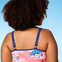 Free Country Stretch Fabric Floral Tankini Swimsuit Top Plus