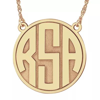 Personalized 25mm Circle Block Monogram Initials Pendant Necklace