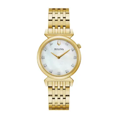 Bulova Regatta Womens Gold Tone Stainless Steel Bracelet Watch 97p149