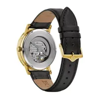 Bulova American Clipper Mens Black Leather Strap Watch 97a154