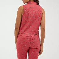 Wrangler Western Tie Front Womens Crew Neck Shirt