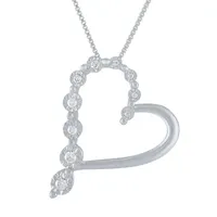 Womens 1/ CT. T.W. Natural White Diamond Sterling Silver Heart Pendant Necklace