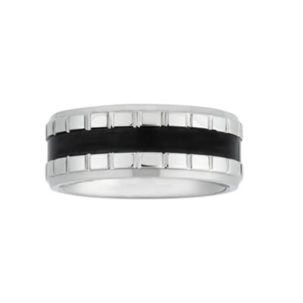 Mens 9MM Stainless Steel Wedding Band