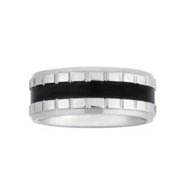 Mens 9MM Stainless Steel Wedding Band
