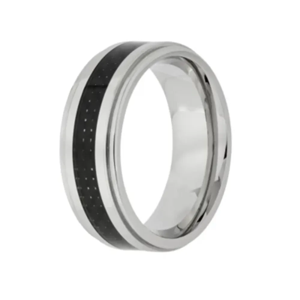 Mens Cobalt Carbon Fiber Inlay 8MM Wedding Band