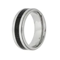 Mens Cobalt Carbon Fiber Inlay 8MM Wedding Band