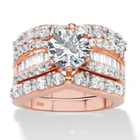 DiamonArt® Womens 4 CT. T.W. White Cubic Zirconia 14K Rose Gold Over Silver Round Bridal Set