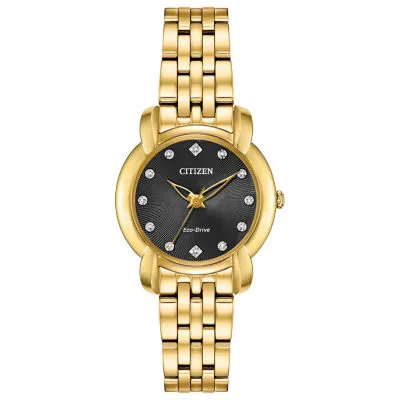 Citizen Jolie Womens Gold Tone Stainless Steel Bracelet Watch Em0712-59e
