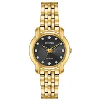 Citizen Jolie Womens Gold Tone Stainless Steel Bracelet Watch Em0712-59e