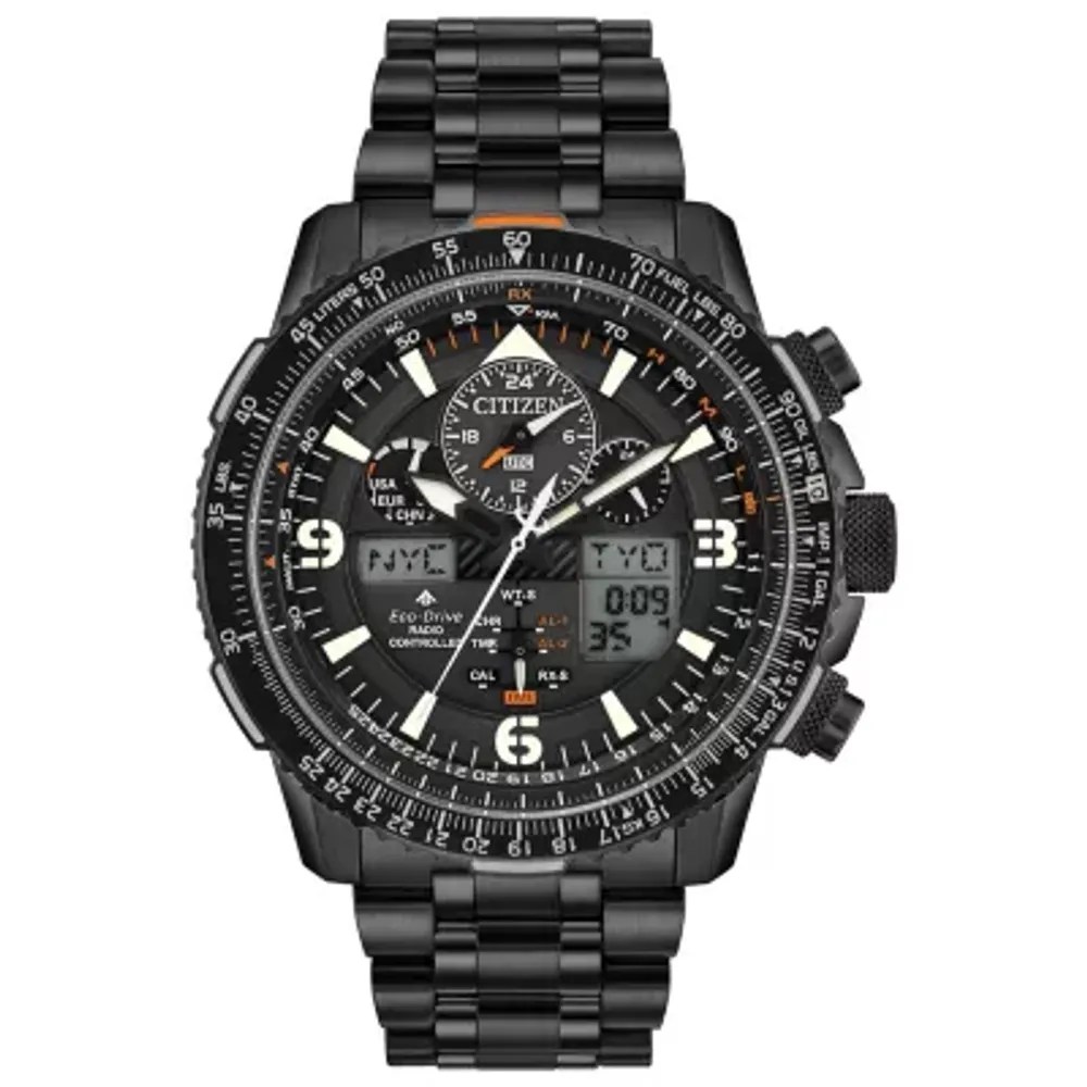 Citizen Promaster Skyhawk A-T Mens Chronograph Black Stainless Steel Bracelet Watch Jy8075-51e