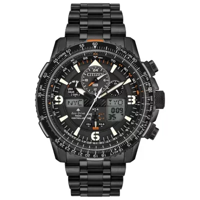 Citizen Promaster Skyhawk A-T Mens Chronograph Black Stainless Steel Bracelet Watch Jy8075-51e