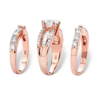 DiamonArt® Womens 4 CT. T.W. White Cubic Zirconia 14K Rose Gold Over Silver Round Bridal Set