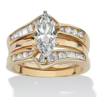 DiamonArt® Womens 3 1/2 CT. T.W White Cubic Zirconia 18K Gold Over Silver Diamond Bridal Set