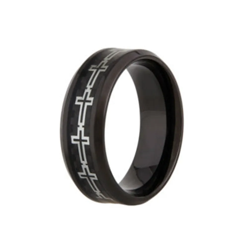 8MM Stainless Steel Cross Wedding Band