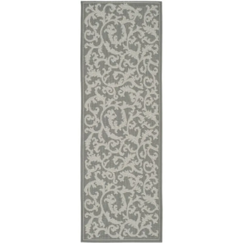 Safavieh Courtyard Collection Horatio Floral Indoor/Outdoor Runner Rug