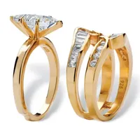 DiamonArt® Womens 3 1/2 CT. T.W White Cubic Zirconia 18K Gold Over Silver Diamond Bridal Set