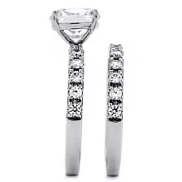 DiamonArt® Womens 2 1/2 CT. T.W. White Cubic Zirconia Platinum Over Silver Square Bridal Set