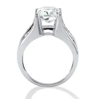 DiamonArt® Womens CT. T.W. White Cubic Zirconia Platinum Over Silver Rectangular Engagement Ring