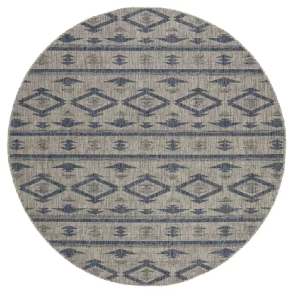 Safavieh Courtyard Collection Easton Geometric Indoor/Outdoor Round Area Rug