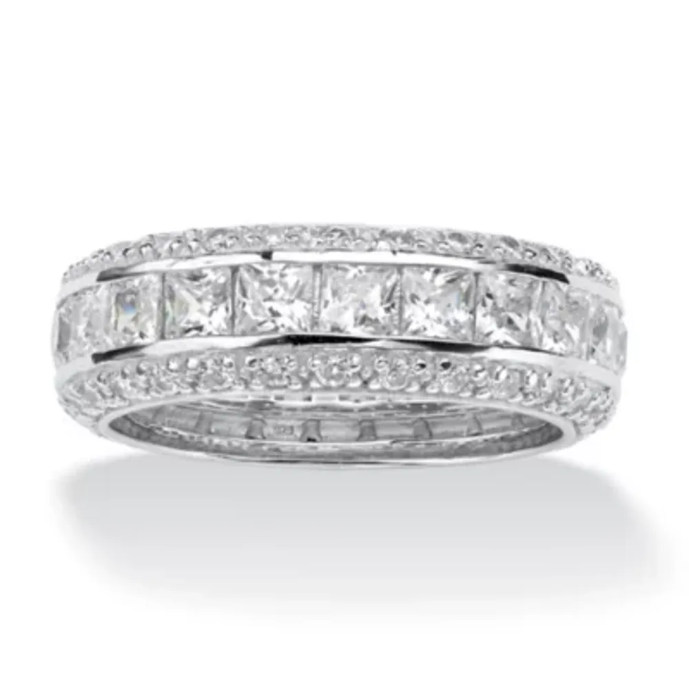 DiamonArt® 7MM 4 1/4 CT. T.W. White Cubic Zirconia Platinum Over Silver Square Band