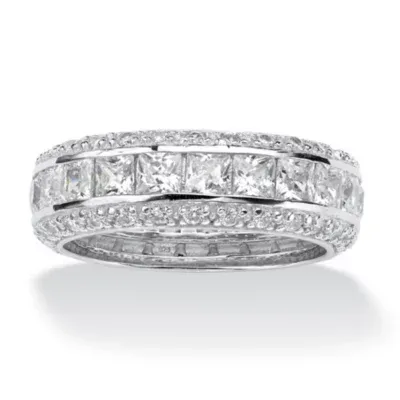 DiamonArt® 7MM 4 1/4 CT. T.W. White Cubic Zirconia Platinum Over Silver Square Band