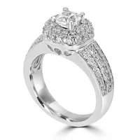 Womens 1 3/4 CT. T.W. Natural White Diamond 14K Gold Cushion Engagement Ring