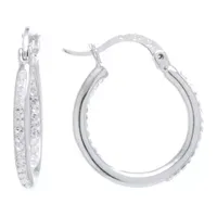 Sparkle Allure Pure Silver Over Brass 20mm Clear Crystal Hoop Earrings