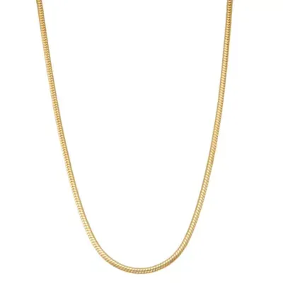 14K Gold Over Silver 20 Inch Solid Snake Chain Necklace