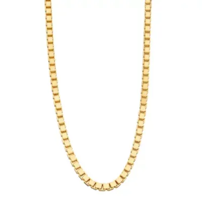 14K Gold Over Silver 20 Inch Solid Box Chain Necklace