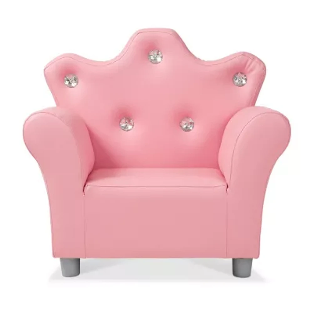 Melissa & Doug Child'S Crown Armchair - Pink Faux Leather Kids Chair