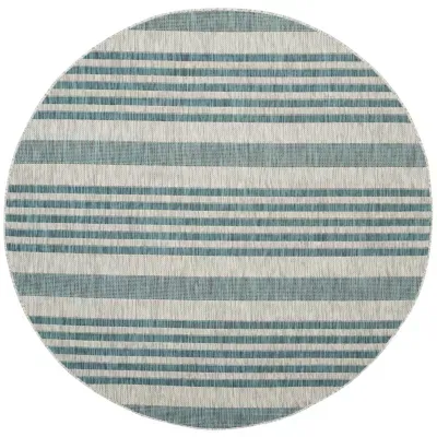 Safavieh Courtyard Collection Major Stripe Indoor/Outdoor Round Area Rug