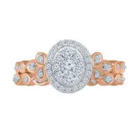 Womens 1/ CT. T.W. Mined White Diamond 10K Rose Gold Oval Bridal Set