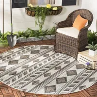 Safavieh Courtyard Collection Luana Geometric Indoor/Outdoor Round Area Rug