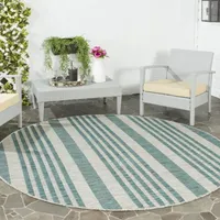 Safavieh Courtyard Collection Major Stripe Indoor/Outdoor Round Area Rug