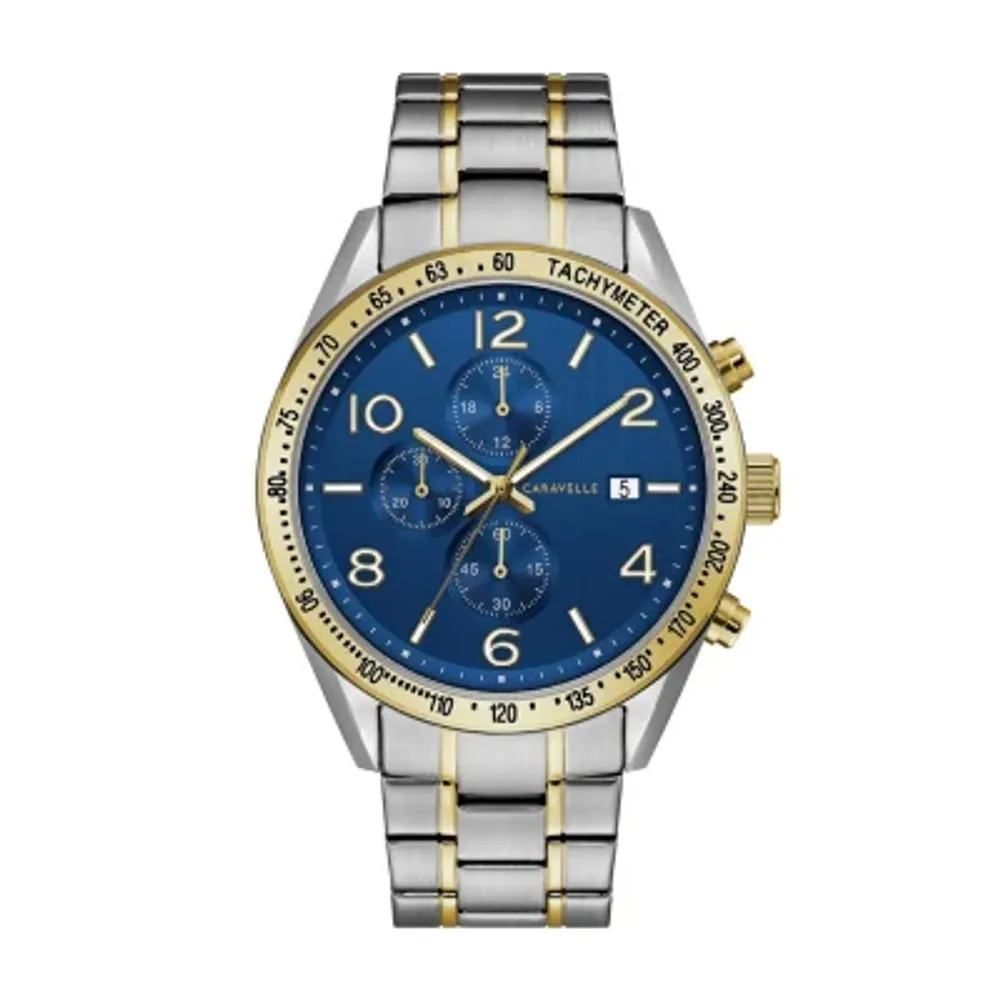 Caravelle Designed By Bulova Mens Two Tone Stainless Steel Bracelet Watch 45b152