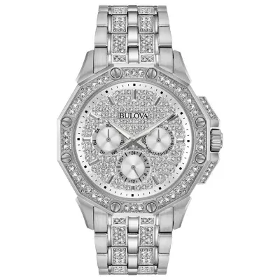 Bulova Octava Mens Silver Tone Stainless Steel Bracelet Watch 96c134