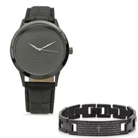 Steeltime Mens Lord's Prayer Black Bracelet Watch-998-019-W-613-150-B