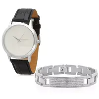 Steeltime Mens Lord's Prayer Silver Tone Bracelet Watch-998-W-613-149-B