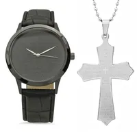 Steeltime Mens Lord's Prayer Black Strap Watch-998-W