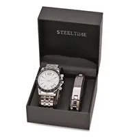 Steeltime Mens Lord's Prayer Silver Tone Bracelet Watch-998-028-W-613-149-B