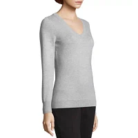 Worthington Womens V Neck Long Sleeve Pullover Sweater